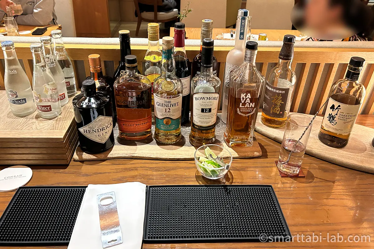 コンラッド東京エグゼクティブラウンジのイブニングカクテルのアルコール