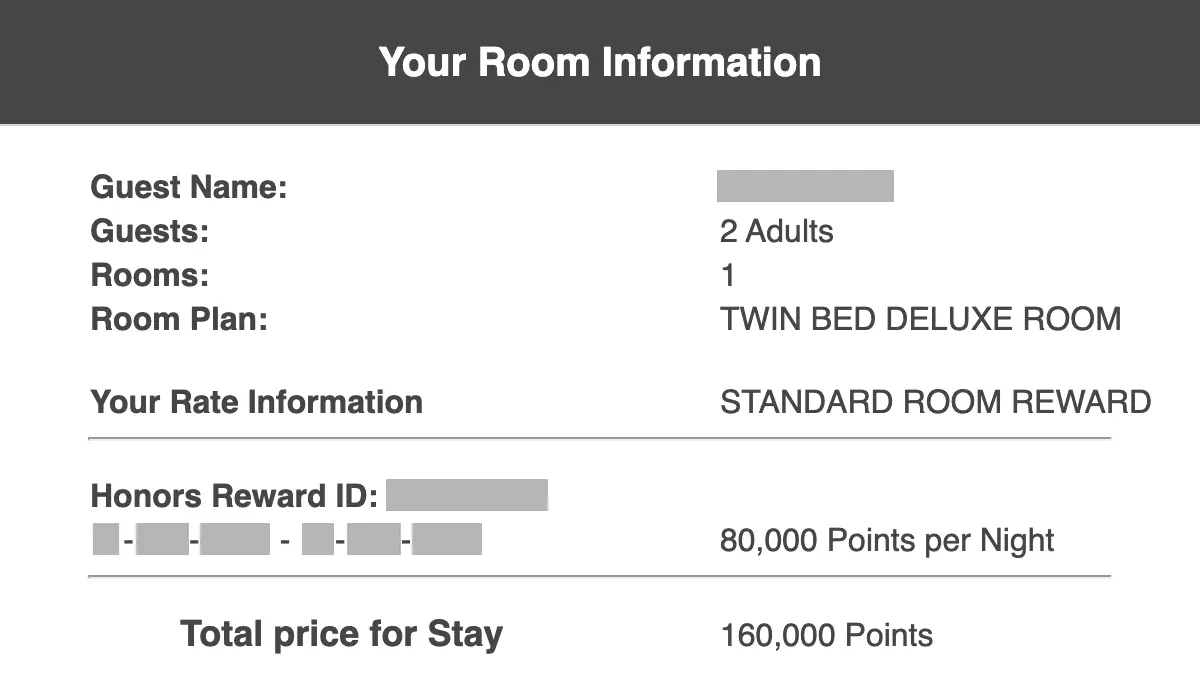 コンラッド香港 無料宿泊に必要なポイント